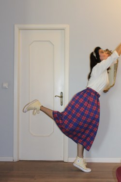 gonna tartan fucsia e bluette