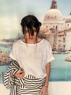 blusa VENEZIA bianca fiori oro