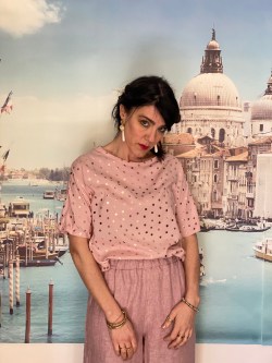 blusa VENEZIA rosa pois