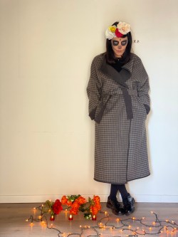 cappotto double face LA NOTTE quadretti marroni