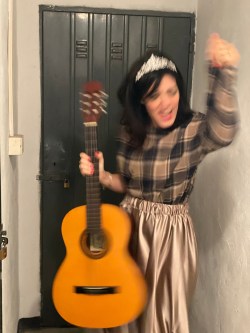 blusa SO ROCK! tartan sabbia e blu