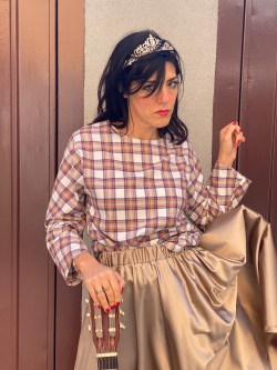 blusa SO ROCK! tartan panna antico