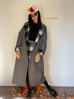 cappotto double face LA NOTTE quadretti panna