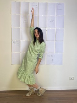 vestito QUADERNI lime azzurro
