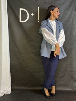 pantalone Di Più velluto cobalto