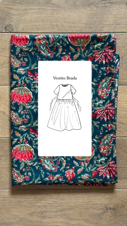 vestito UN MONDO DISEGNATO floreale ottanio rosa