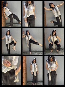 pantalone CON ELEGANZA nero gessato